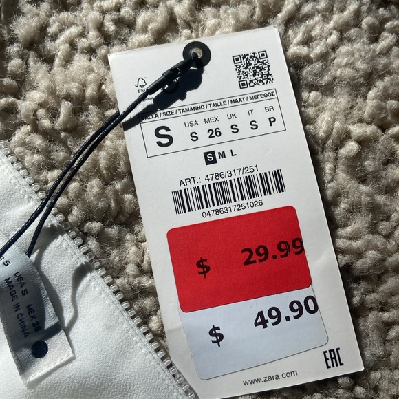 Zara beaded crop top bralette white with clear shimmer beads. NWT size Small - Picture 5 of 6